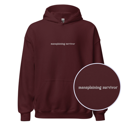 Mansplaining Survivor Embroidered Hoodie