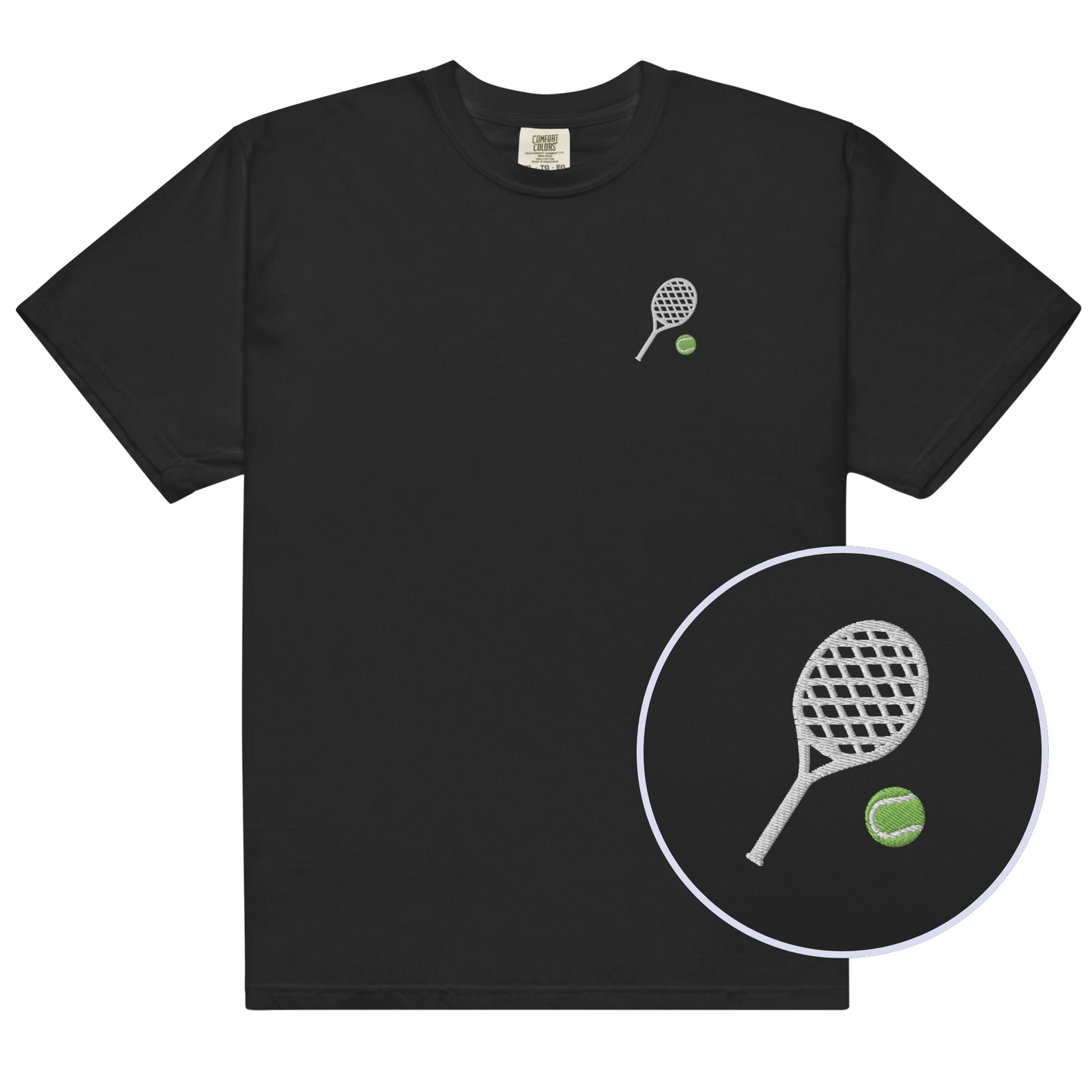 Tennis Racquet Embroidered Premium T-Shirt