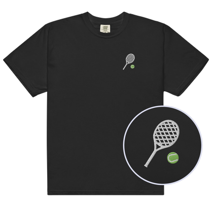 Tennis Racquet Embroidered Premium T-Shirt