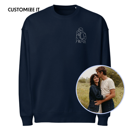 CUSTOM Embroidered Photo Portrait Organic Oversized Sweatshirt