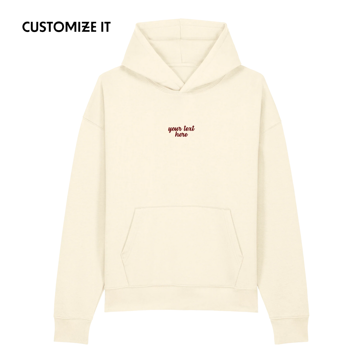 CUSTOM Your Text Cursive Embroidered Organic Relaxed Hoodie