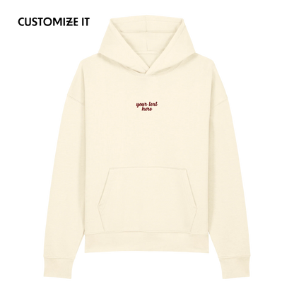 CUSTOM Your Text Cursive Embroidered Organic Relaxed Hoodie