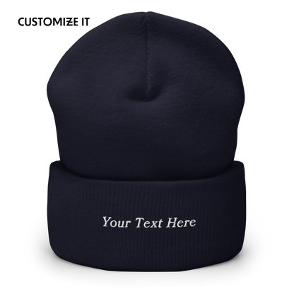 CUSTOM Text Serifed Embroidered Cuffed Beanie