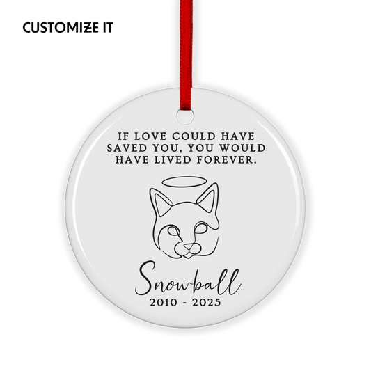 CUSTOM Cat Pet Memorial Ceramic Christmas Ornament