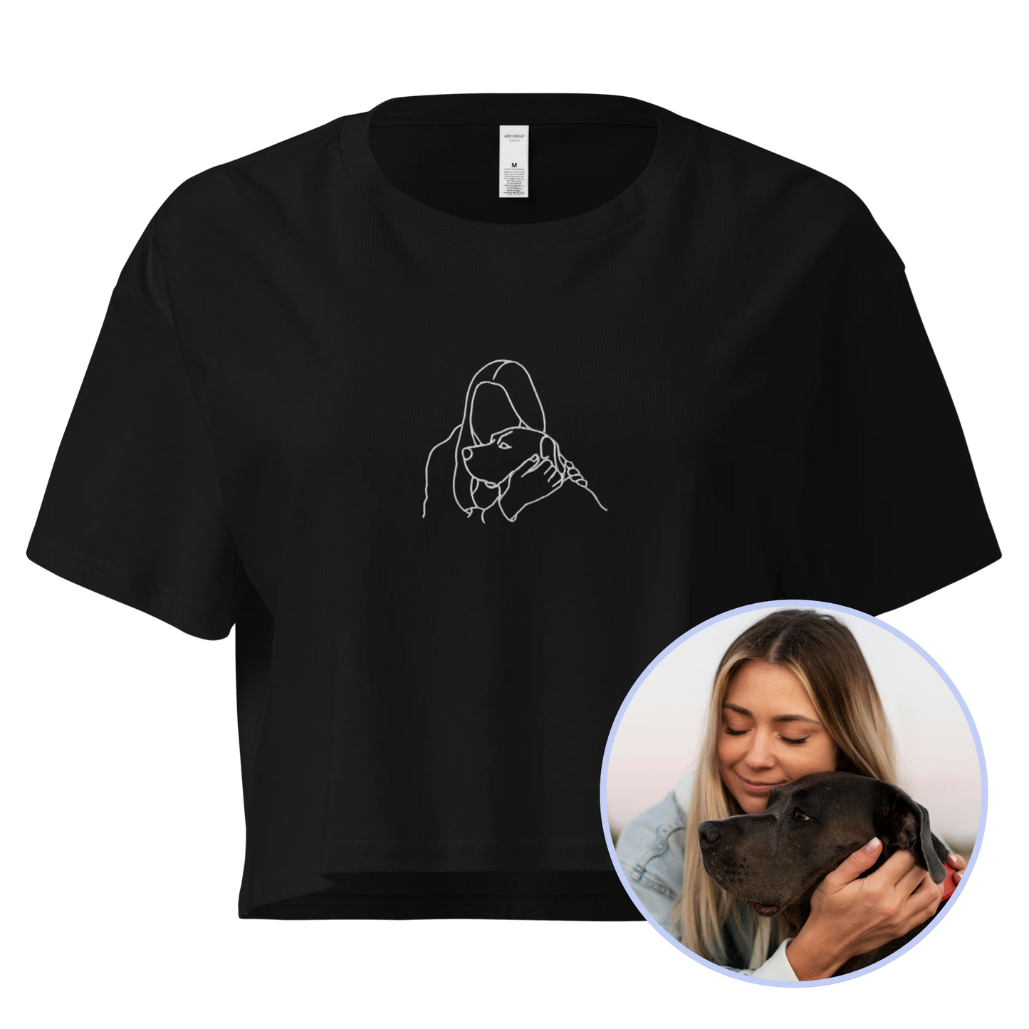 CUSTOM Embroidered Photo Portrait Crop Tee