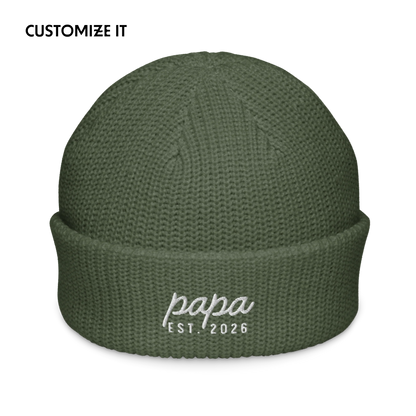 CUSTOM Papa Year Embroidered Cable Beanie