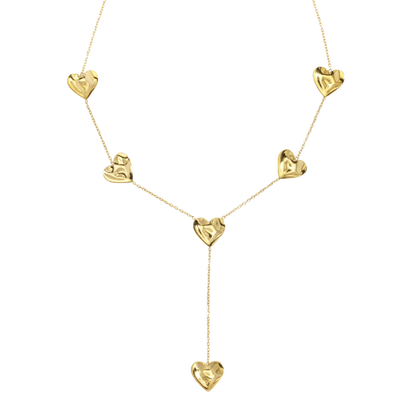 Hammered Hearts Lariat Necklace