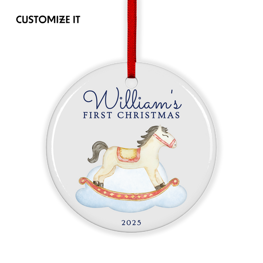 CUSTOM Baby's First Christmas Dreamy Ceramic Christmas Ornament