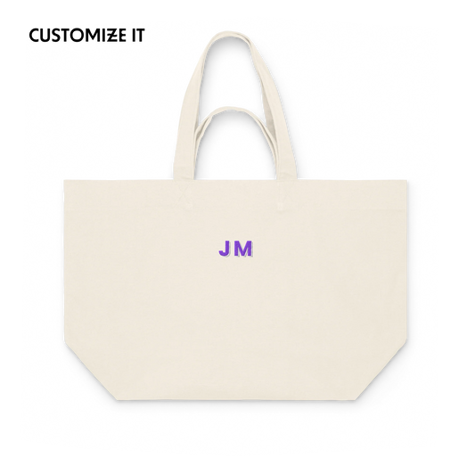 CUSTOM Purple Initials Embroidered Heavyweight Shopper Bag