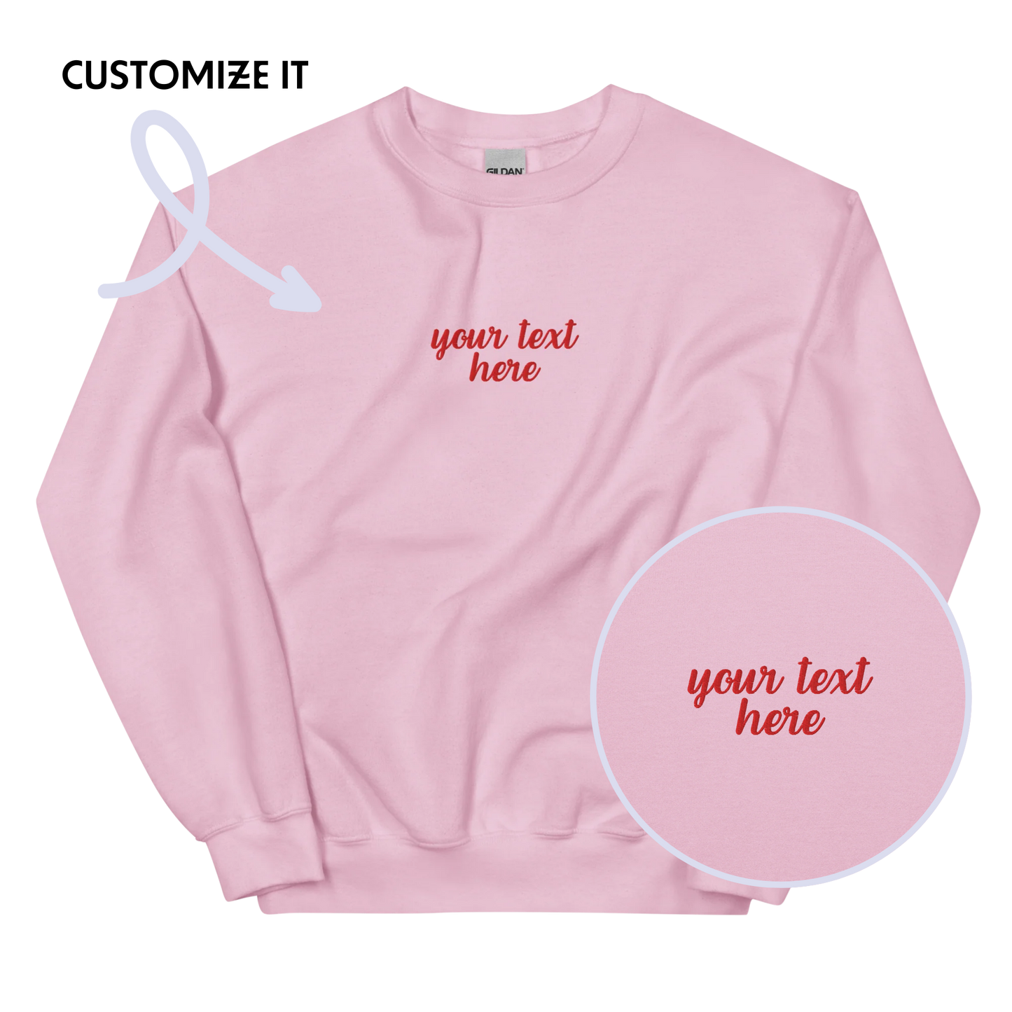 CUSTOM Your Text Cursive Embroidered Sweatshirt