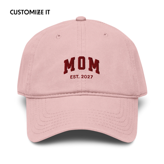 CUSTOM YEAR Mom to Be Embroidered Vintage Wash Baseball Cap