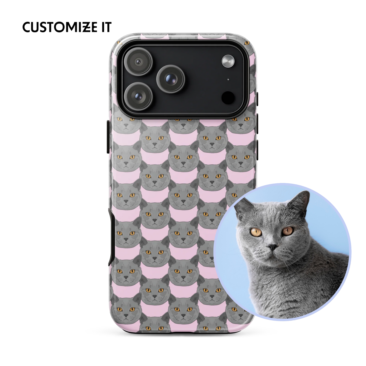 CUSTOM Hand-Drawn Pet Portrait iPhone Case | Pink