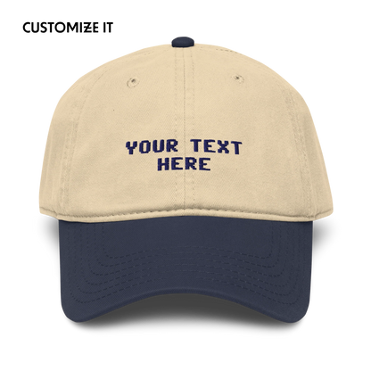 CUSTOM Your Text Pixel Embroidered Vintage Wash Baseball Cap