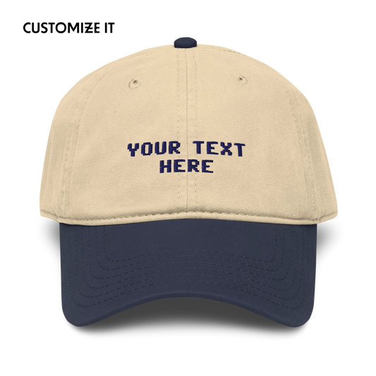CUSTOM Your Text Pixel Embroidered Vintage Wash Baseball Cap