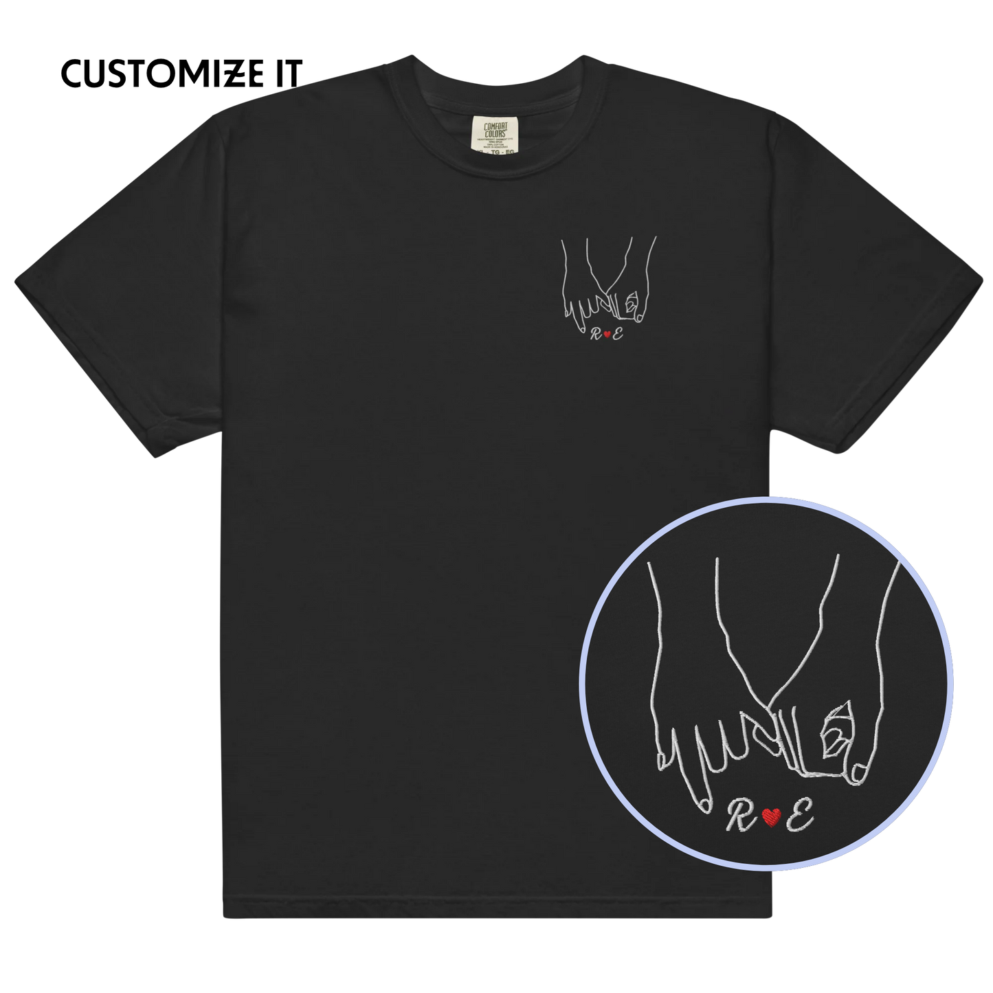 CUSTOM Couple Initials Embroidered T-Shirt | Forever Linked