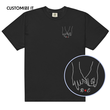 CUSTOM Couple Initials Embroidered T-Shirt | Forever Linked