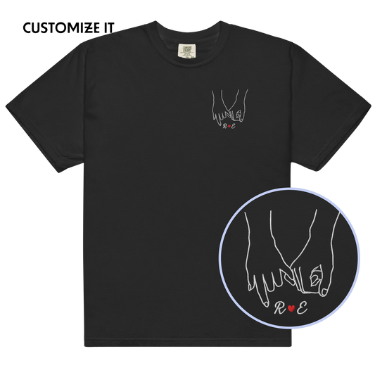 CUSTOM Couple Initials Embroidered T-Shirt | Forever Linked