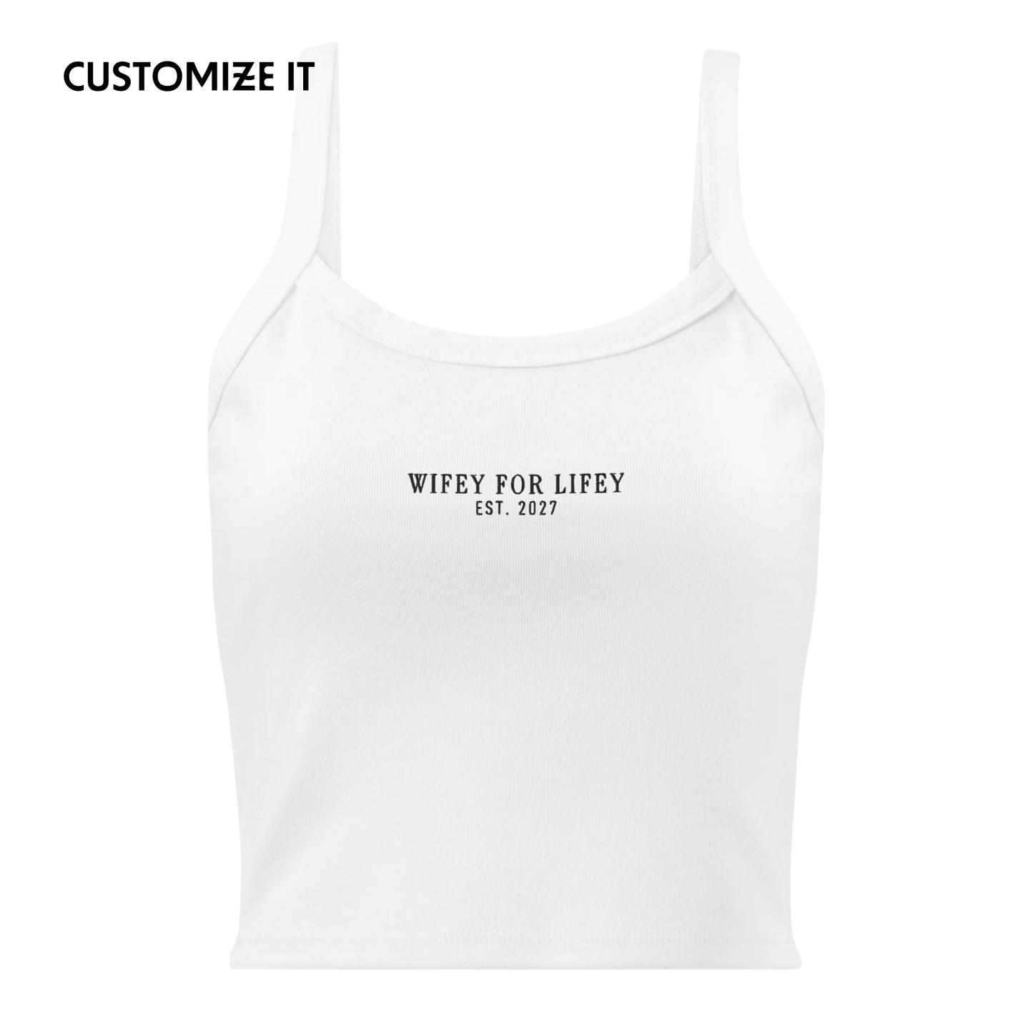CUSTOM YEAR Wifey For Lifey Bride Rib Embroidered Tank Top