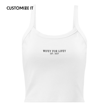 CUSTOM YEAR Wifey For Lifey Bride Rib Embroidered Tank Top