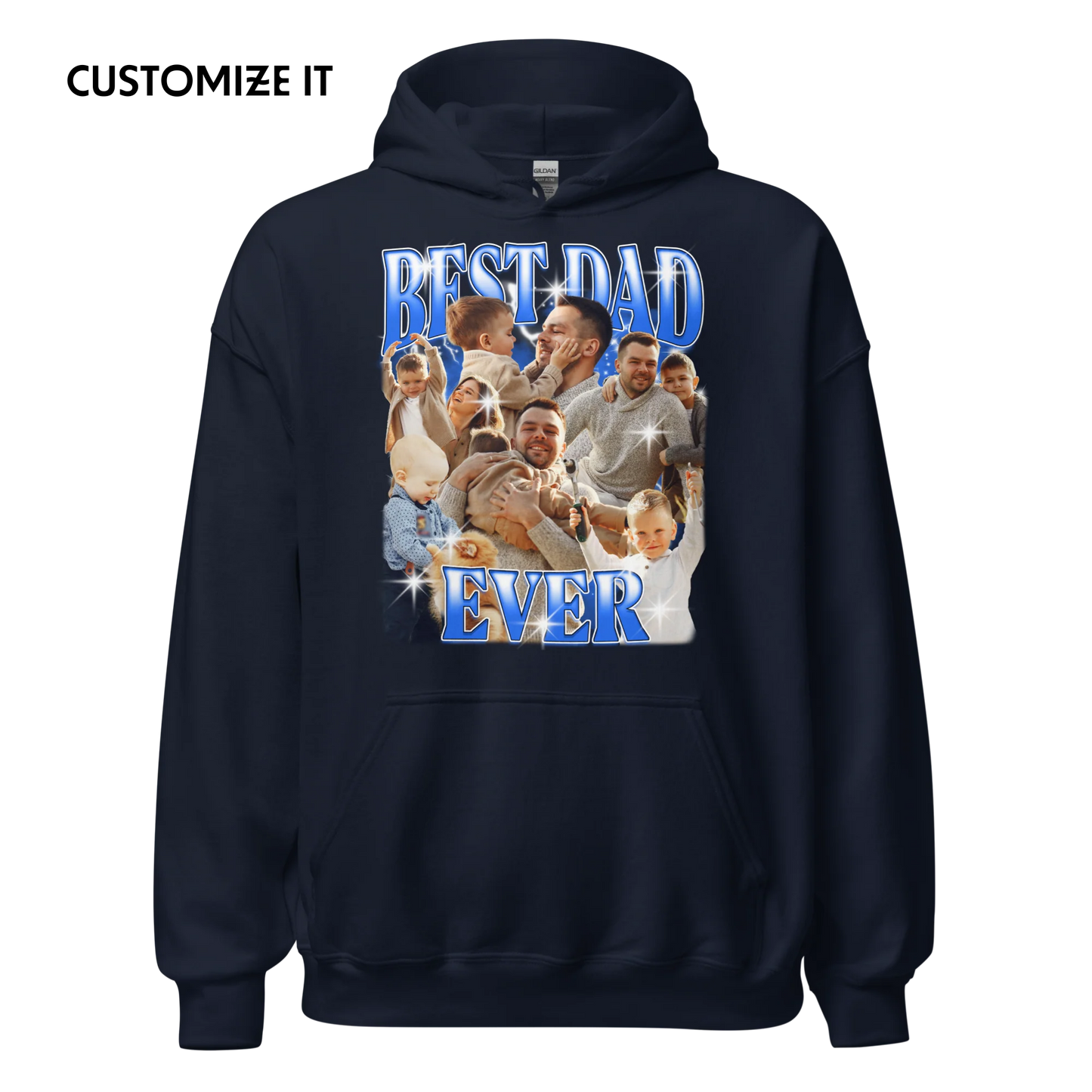 CUSTOM Best Dad Ever Photo Bootleg Hoodie