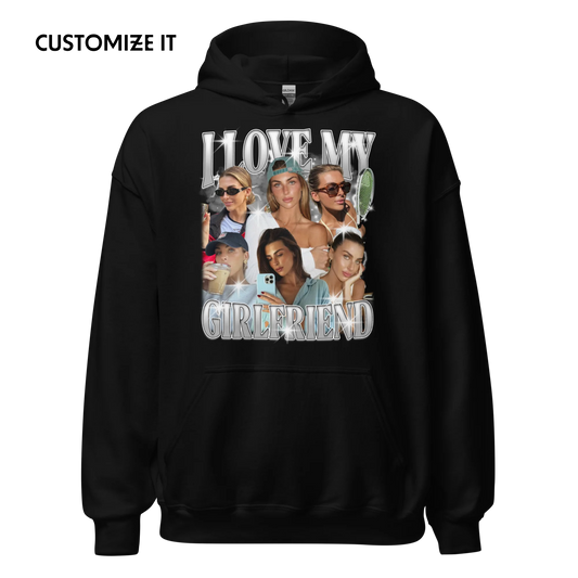 CUSTOM I Love My Girlfriend Photo Bootleg Hoodie