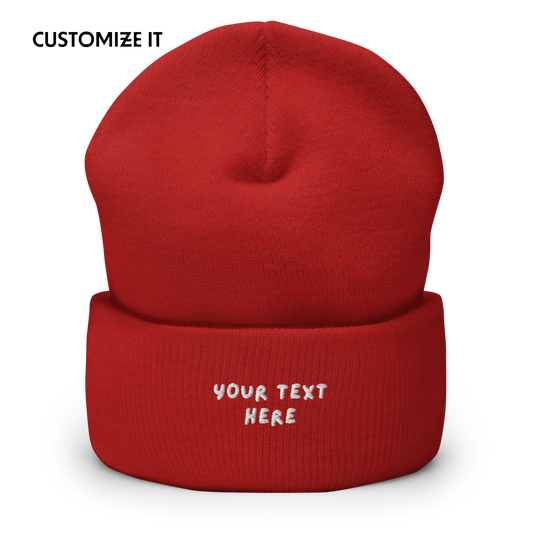 CUSTOM Text Playful Embroidered Cuffed Beanie