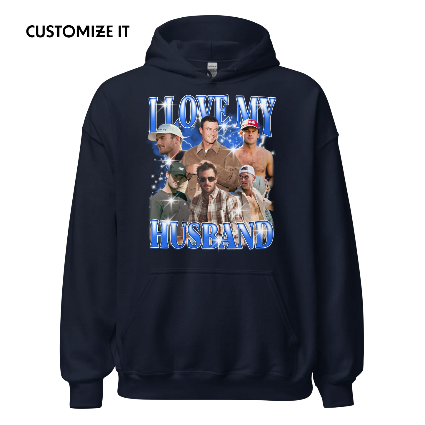 CUSTOM I Love My Husband Photo Bootleg Hoodie