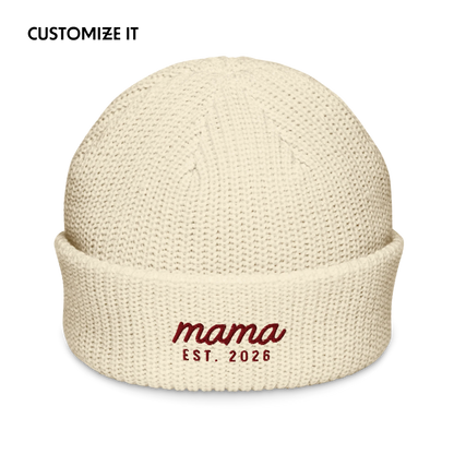 CUSTOM Mama Year Embroidered Cable Beanie