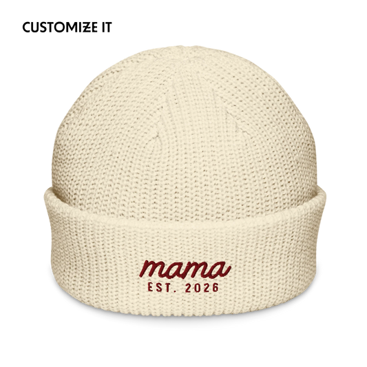 CUSTOM Mama Year Embroidered Cable Beanie