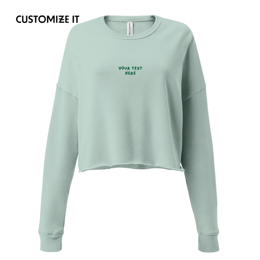 CUSTOM Your Text Playful Embroidered Crop Fleece Sweatshirt