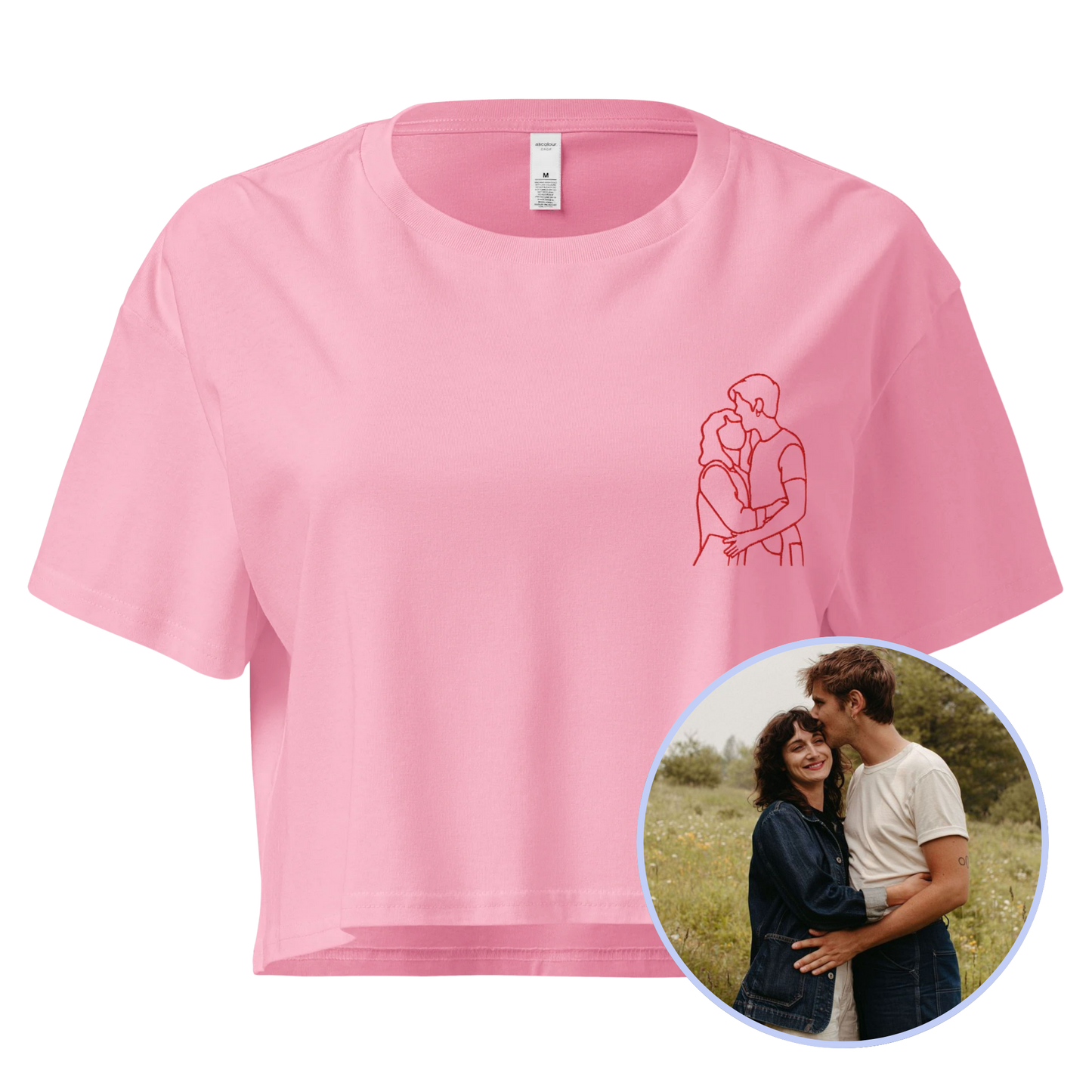 CUSTOM Embroidered Photo Portrait Crop Tee