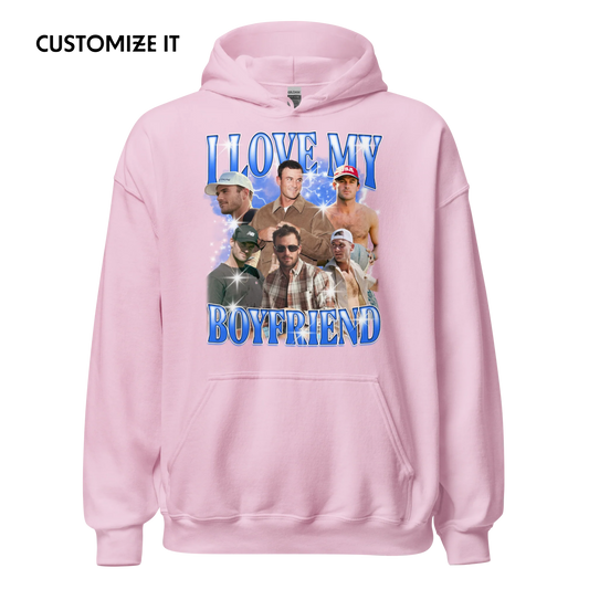 CUSTOM I Love My Boyfriend Photo Bootleg Hoodie