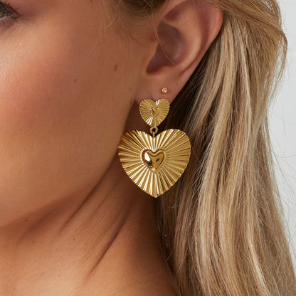 Stainless Steel Drop Earrings Heart Casual Daily Simple Series Women's jewelry