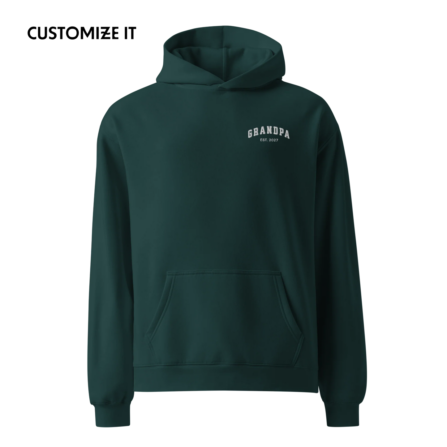 CUSTOM YEAR Grandpa Embroidered Premium Oversized Hoodie