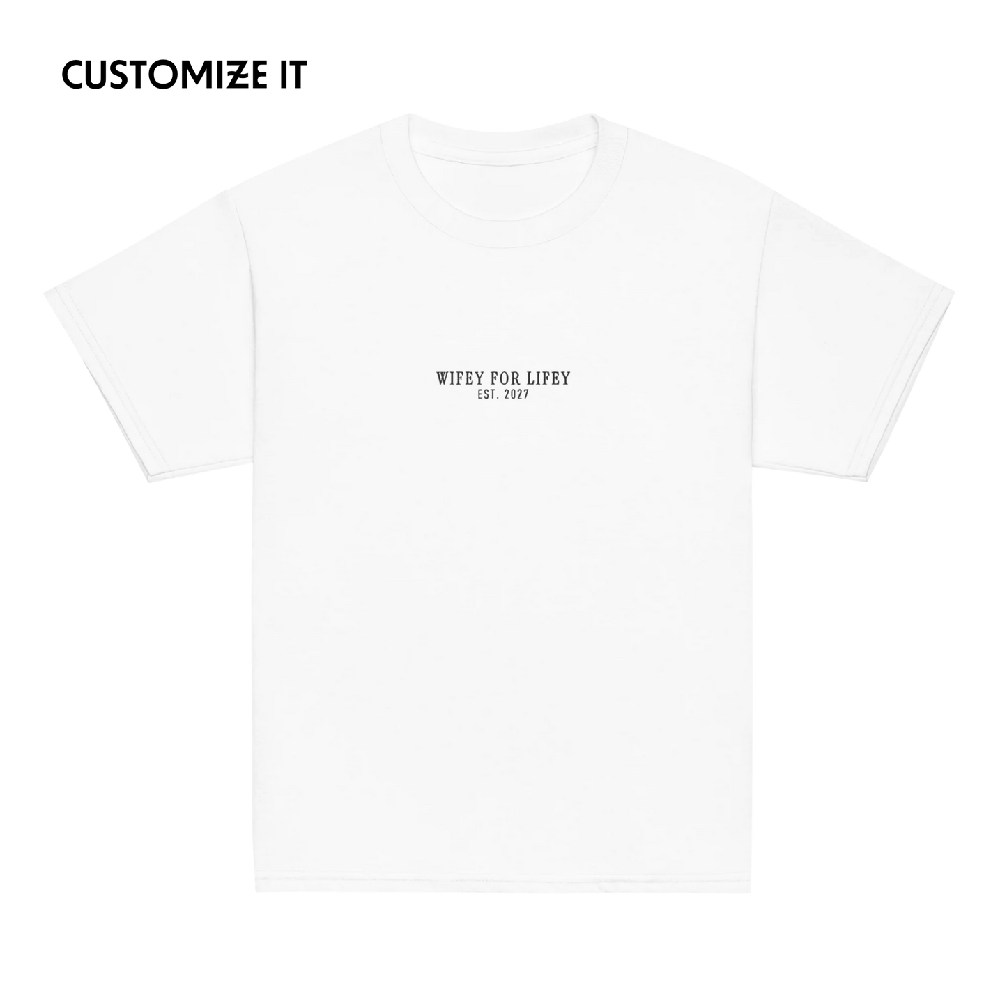 CUSTOM YEAR Wifey For Lifey Bride Embroidered Baby Tee