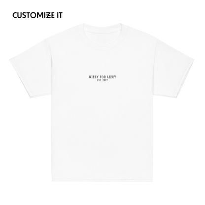 CUSTOM YEAR Wifey For Lifey Bride Embroidered Baby Tee