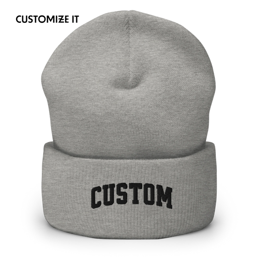 CUSTOM Text Varsity Embroidered Cuffed Beanie