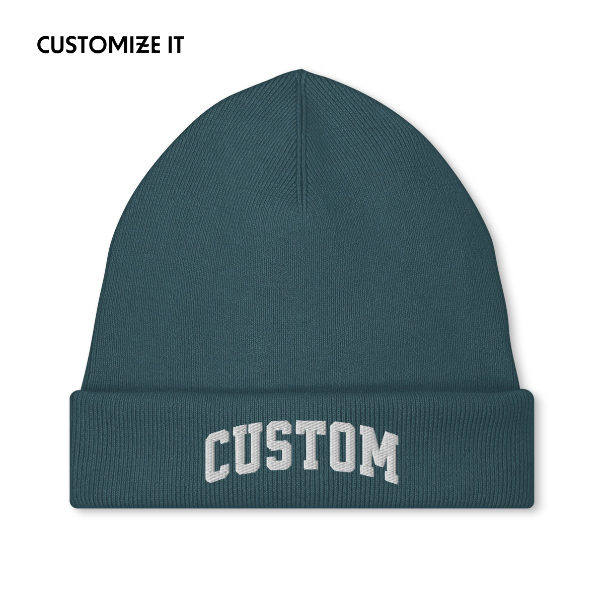 CUSTOM Your Text Varsity Font Embroidered Classic Beanie
