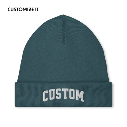 CUSTOM Your Text Varsity Font Embroidered Classic Beanie