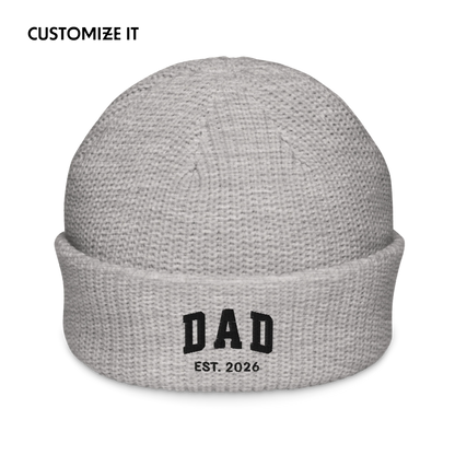 CUSTOM YEAR Dad to Be Embroidered Cable Beanie