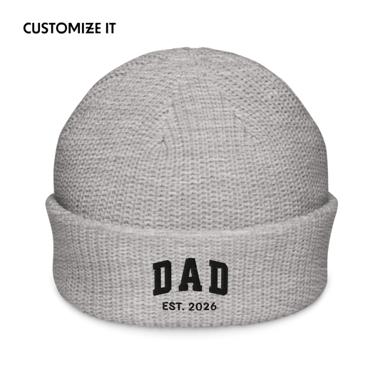 CUSTOM YEAR Dad to Be Embroidered Cable Beanie