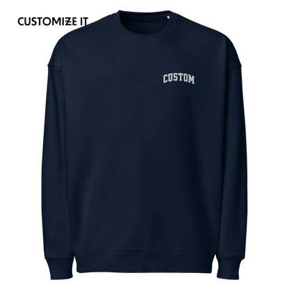 CUSTOM Your Text Varsity Font Embroidered Organic Oversized Sweatshirt