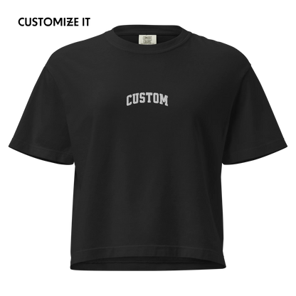 CUSTOM Your Text Varsity Font Embroidered Boxy Tee