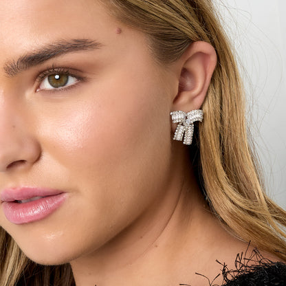 Copper Stud Earrings Bow Knot Elegant Christmas Luxurious Series Women's jewelry