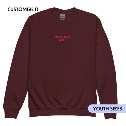 CUSTOM Your Text Playful Embroidered Sweatshirt - Youth/Kids
