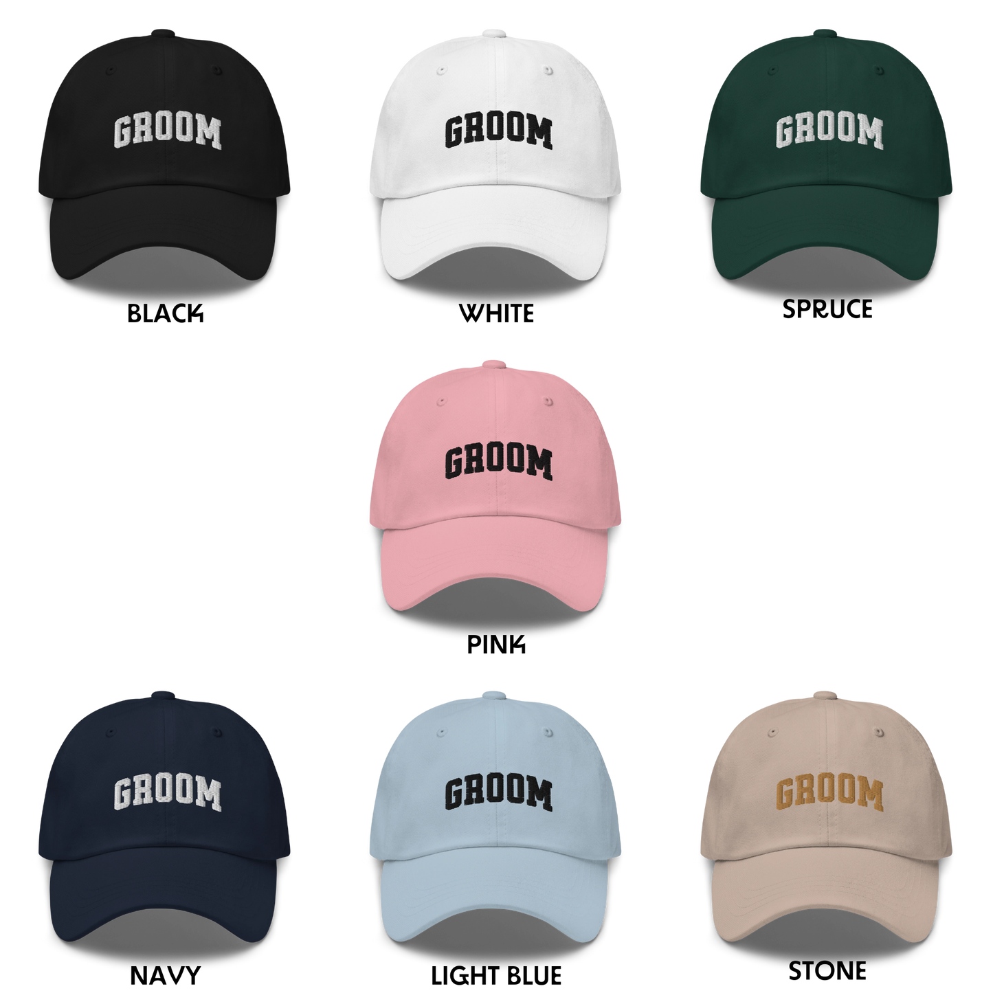 Bride & Groom Embroidered Dad Hat Set