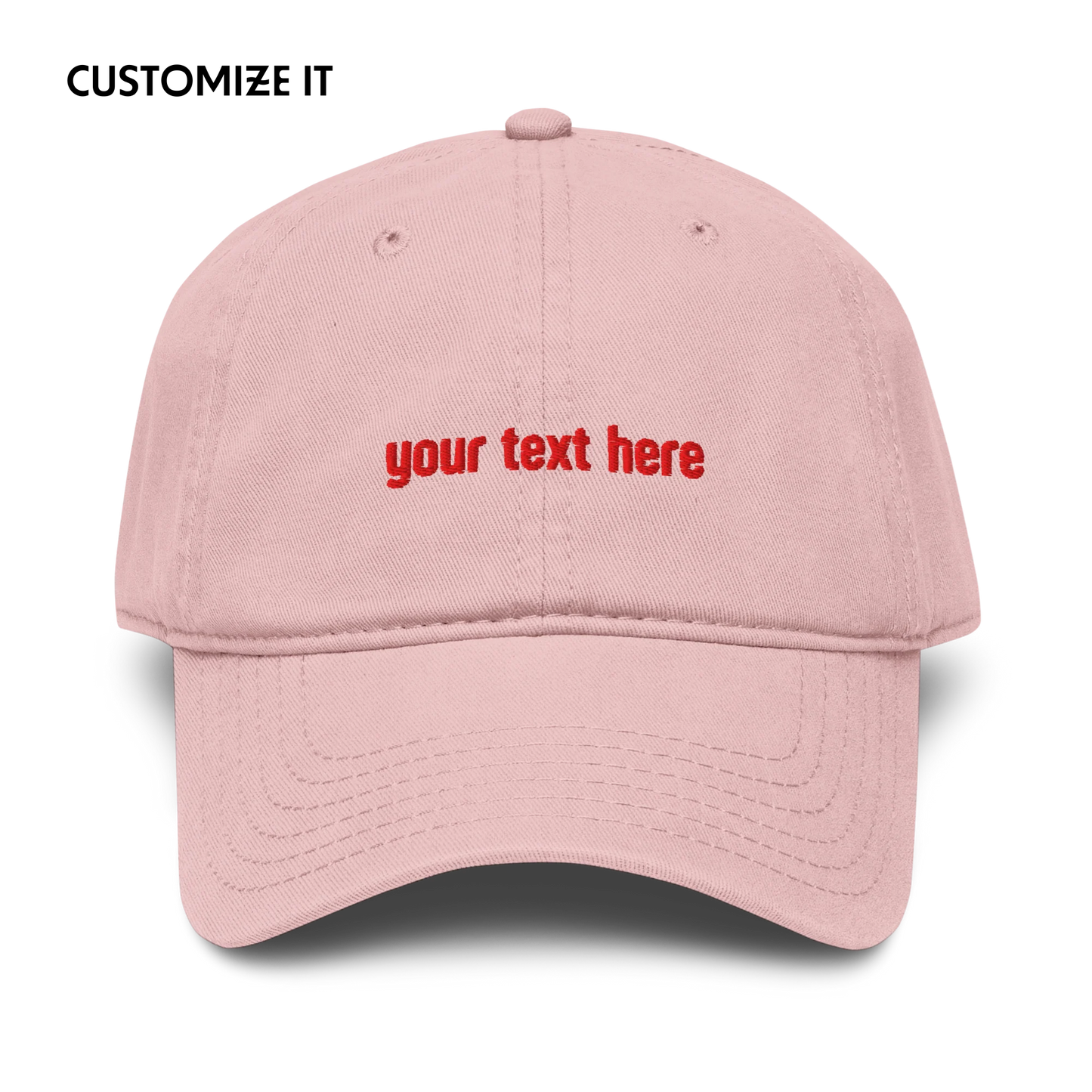 CUSTOM Your Text Red Embroidered Vintage Wash Baseball Cap