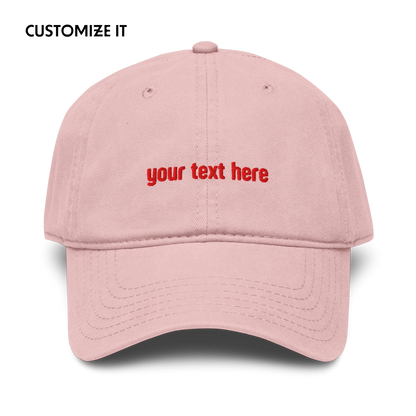 CUSTOM Your Text Red Embroidered Vintage Wash Baseball Cap