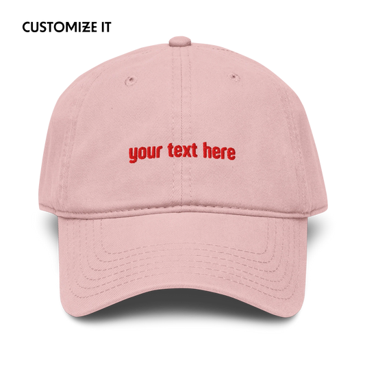 CUSTOM Your Text Red Embroidered Vintage Wash Baseball Cap