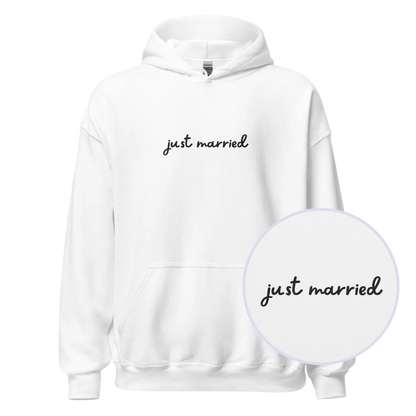 Just Married Newlywed Embroidered Hoodie